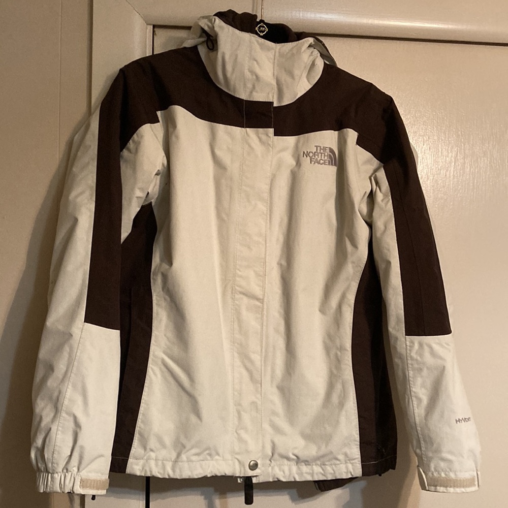 The North Face 3 in 1 coat. Cream/brown Sz M